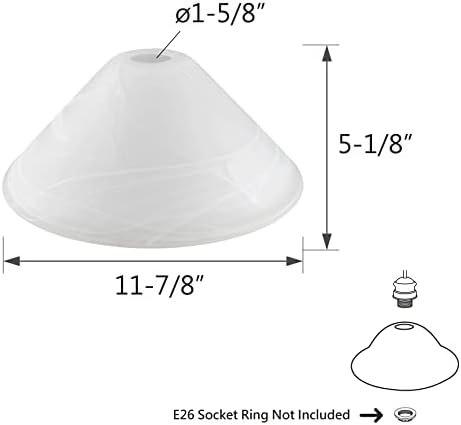Aspen Creative 25302-64-1, tom de vidro de alabastro para lâmpada de torchiere de soquete de base média, lâmpada de swag,