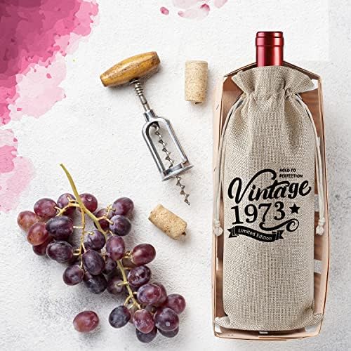 Bolsa de presente de vinho de 50 anos, sacola de presente de vinho vintage de 1973 para homens, decorações de suprimentos