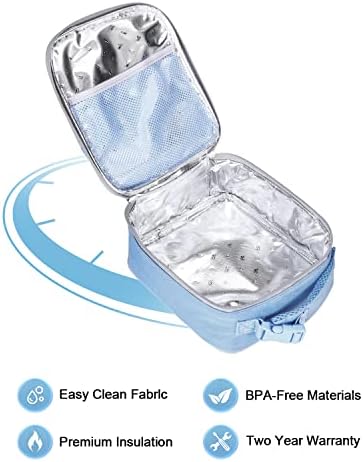 Amersun Kids Lanch Box com esponja isolada de 8 mm e porta-bolso e garrafa de água, mantenha comida que quente e durável lancheira escolar