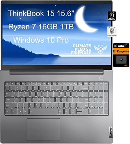 Lenovo ThinkBook 15 Gen 3 ACL 15,6 FHD, 16 GB RAM, 1 TB PCIE SSD) laptop de negócios, retroiluminado KB, impressão digital, webcam,