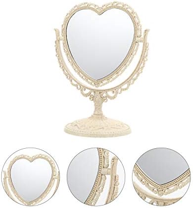 Fomiyes Desk White Desk de desktop Vintage espelho de maquiagem, espelho de espelho de vaidade em forma de coração espelho