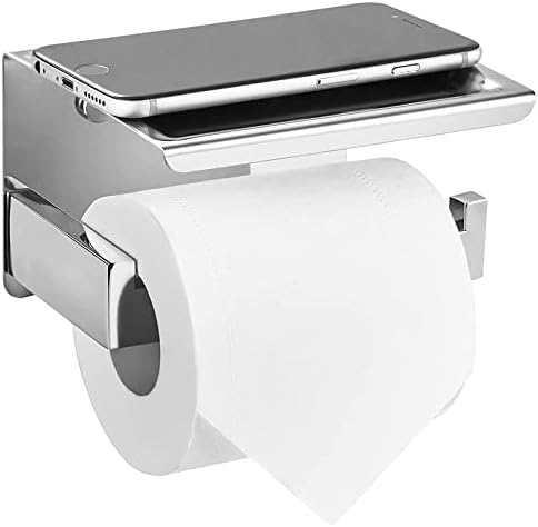 Luckyyan titular de papel higiênico com prateleira de telefone anti-gotas, suporte para dispensador de papel higiênico para banheiro,