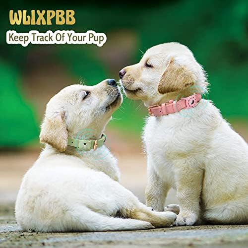 WLIXPBB Airtag Leather Dog Collar para um cão médio de cão grande Grande Colar de couro macio de couro acolchoado colarinho de