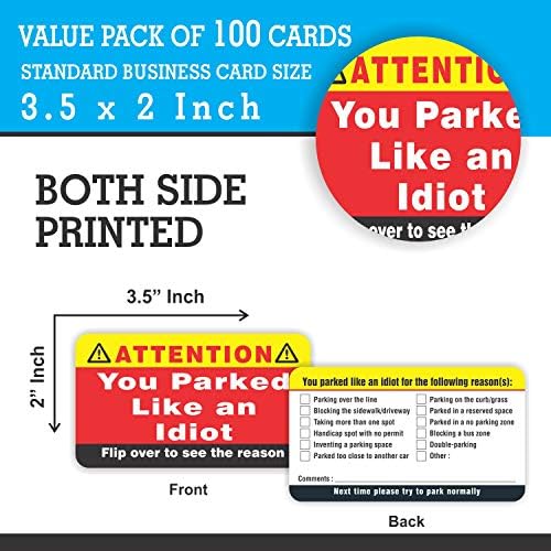 PARTH IMPEX Você estacionou como cartões de visita idiotas cartões de estacionamento ruins 3,5 x2 Multi Razões de violação