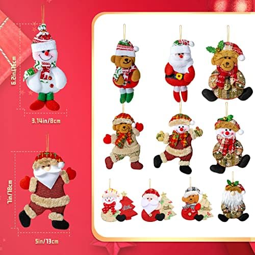 12 peças de Natal Papai Noel Ornamentos de árvore de Natal Princho pendurado ornamentos de Natal Ornamentos de boneco de neve