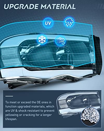 Assembléia dos faróis de Nilight LED DRL para 2002-2005 Dodge Ram 1500/03 04 05 Dodge Ram 2500 3500 farol, moradia preta+ refletor claro