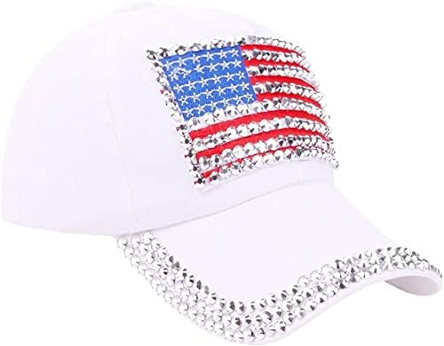Capas de beisebol de Bling Bling American, chapéu de bandeira dos EUA para homem e mulheres