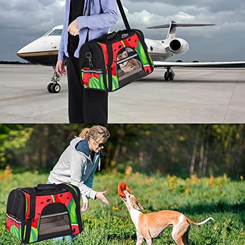 Portador de animais de estimação Red Green Watermelon Imprimir portadores de viagem para animais de estimação de um lado para os gatos,