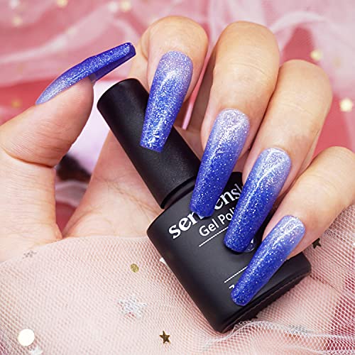 Senvenski Alteração de cor esmalte em gel azul rosa rosa glitter humor Chameleon Térmica Conjunto de presentes UV Manicure LED Manicure