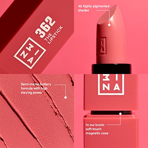 3ina maquiagem - vegana - crueldade grátis - o batom 254 - batom nude rosa escuro - 5h Lipstick durading - altamente pigmentado