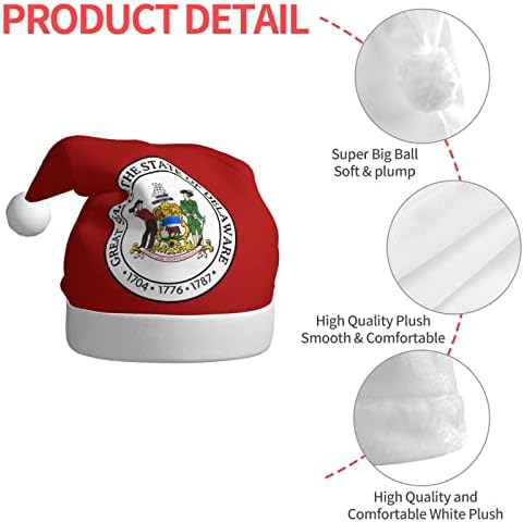 Zaltas Selo de Delaware Chapéu de Natal para Adultos Soft confortável Papai Noel Chapéus para Festas de Férias de