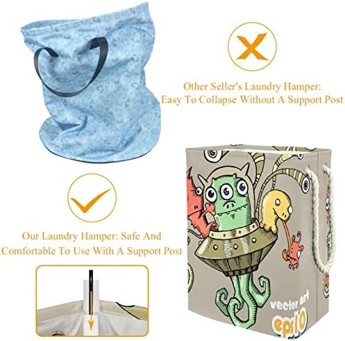 Deyya Funny Cartoon Alien Monster Octopus Laundry Roupas de cesta de armazenamento de armazenamento de lavanderia Organizador