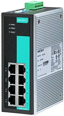 MOXA Switch Ethernet Gigabit não gerenciado com 8 10/10/1000BASET portas, -40 a 75 ° C Temperatura de operação