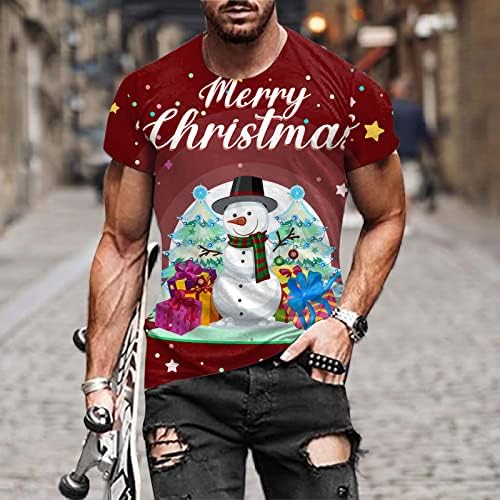 T-shirts masculinos do ZDDO Papai Noel Papai Noel Soldado Soldado Tops curtos Tops engraçados Festa gráfica de Natal Slim Fit Muscle