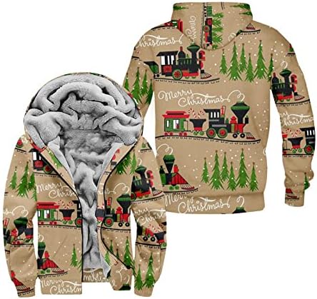 Jackets ADSSDQ para homens, exercícios de grande tamanho de manga longa Men Christmas Cool Button Graphic Sorthirt sem gola