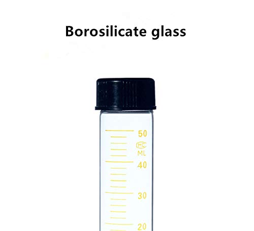 Pacote de 10, tubo de centrífuga, material de vidro borossilicato de 50 ml, fundo cônico, frascos de centrífuga com