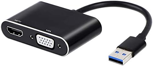 Adaptador VGA USB para HDMI, Conversor USB 3.0 para HDMI 1080p HDMI e Sync Suporte Sync Suporte Windows 10/8/7 Somente （Black)