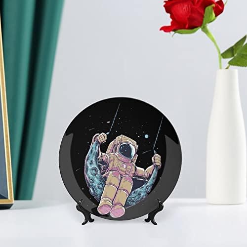 Engraçado astronautcustom photo o osso porcelana de placas decorativas personalidade de prato cerâmico artesanato para