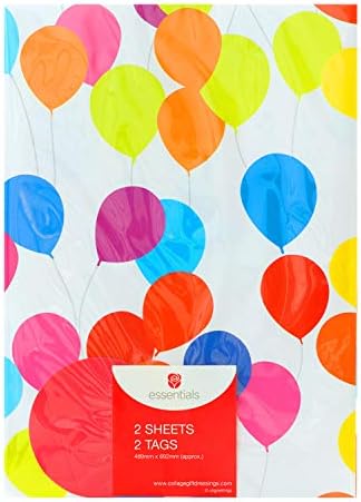 Birthday Presente de embrulho lençóis de papel e etiquetas - Balões de embrulho de papel de papel para crianças - folhas de embrulho