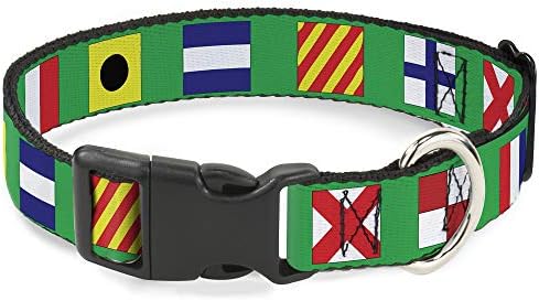Buckle-Down Collar Breakaway Náutico Bandeiras Verde Multi Color 9 a 15 polegadas 0,5 polegadas de largura