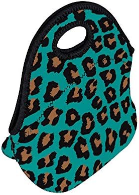 Nenhuma marca isolada de neoprene lancheira saco turquesa Cheetah animal leopardo lanchone