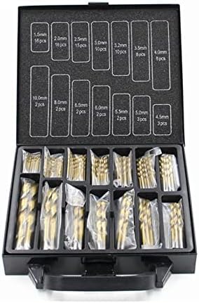 Tryltbe L-Y 99pcs 1,5-10mm com revestimento de titânio HSS Twist Bits Set e caixa de ferramentas de perfuração de metal de madeira