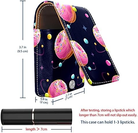 Caixa de batom com espelho Space Donut Planet Universo Lip Gloss Holder Portable Batom Storage Box Travel Makeup