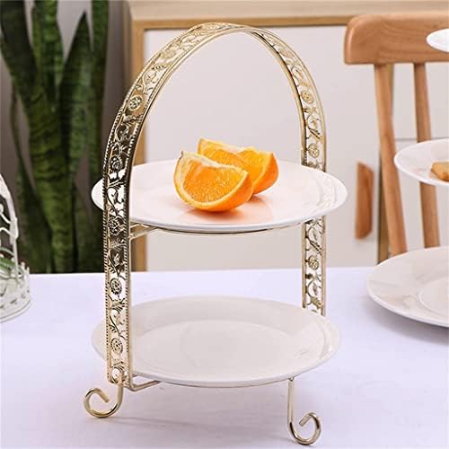 YFQHDD Bolo de metal suporte dupla camada de camada dupla em forma de arco sobremesa de frutas de frutas rack rack de casamento de aniversário de decoração cupcake stand ouro