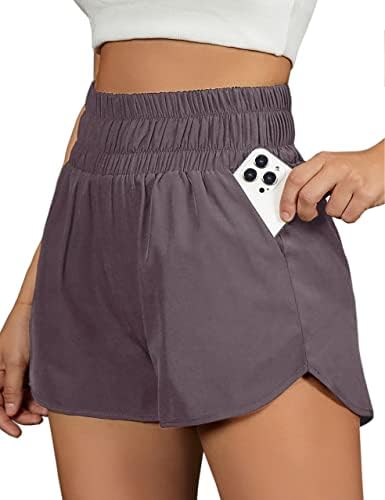 BMJL Shorts atléticos femininos que executam shorts de treino de curta de cintura alta com cintura curta com bolso de