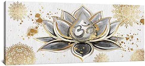 TiUauit Lotus Flower Canvas Arte da parede ioga pinturas de ioga A amarelo e cinza decoração de casa zen emoldurada obra de arte