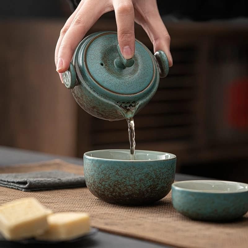 N/A verde TEAPOT TEAPOT TEACUP Handmade Travel Conjuntos de chá de viagem portátil Designer chinês Retro Teaware Copo vintage