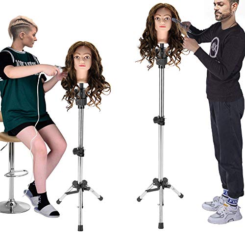 Stand Wig Stand Tripé Mannequin Head Stand, cabeleireiro Treinador Cabeçalhos de treinamento Modelo de salão de salão Ajuste Mannequin Head Tripod Stand Head Stand para treinamento de cabeleireiro de cosmetologia