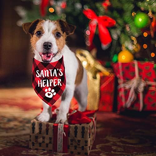 STMK Christmas Dog Bandana, 2 pacote de pacote cachorro xadrez bandana para férias de cachorro de férias de Natal