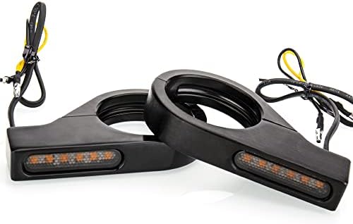 Sinais de curva para LED montados em moto Hazawa, 39-41mm Switchback Sequencial Amber Light com suporte indicador compatível com a Harley