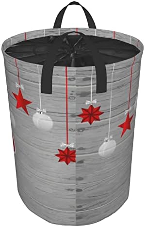 Wozukia Christmas Laundry Basket Basking Red e White Ribbon estrelas