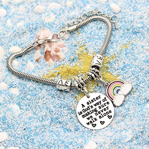 Lauhonmin Sister Bracelets Irmã Aniversário Graduação Rainbow Gifts Uma irmã é uma maneira de Deus para garantir que nunca