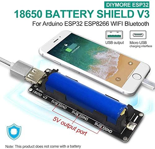 Diymore Li-Ion Battery V3 Shield 1 Suporte 3V/1A 5V/2A Módulo de carregamento de bateria do banco de energia USB 1865o titular