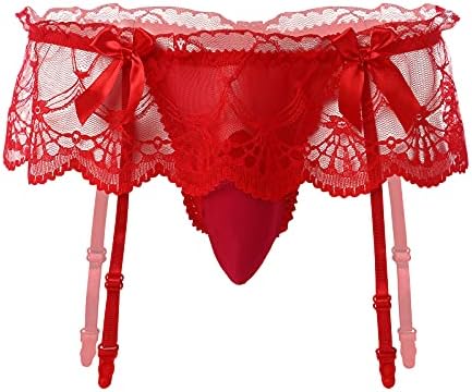 ABAFIP MEN FECTY SINIDOD Sissy Lace Thongs Calcinha Panties Low Caist Garter Belt Belt Beltdressing Lingerie Underpants