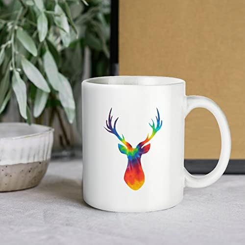 TIY Dye Deer Head Prig Caneca Coffee Cofbler Cerâmica Cuple