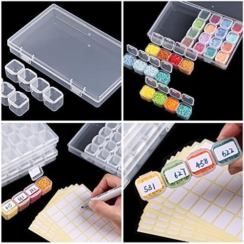 Recipientes de armazenamento de pintura de diamante no queda 168, 6pcs 28 grades de diamantes transparentes Acessórios e ferramentas