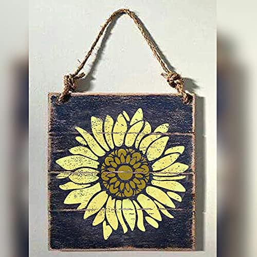 Estêncil de girassol boho de 10x10 polegadas para pintar em madeira, telas, papel, tecido, paredes e móveis - estêncil