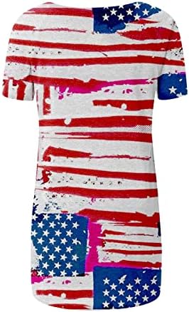 Tops de verão para mulheres, bandeira americana camisetas de túnica vintage em 4 de julho de camiseta patriótica blusas casuais de manga curta