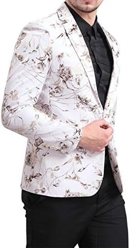 Traje floral masculino de Yffushi Mens Slim Fit Single Single Trested