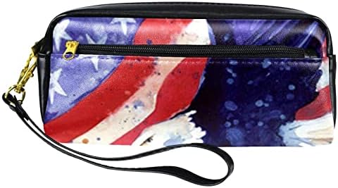 Tbouobt Bolsa cosmética para mulheres, bolsas de maquiagem Bolsa de higiene pessoal espaçosa Gift, aquarela American Flag águia