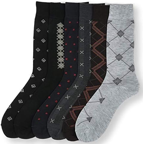 Mocker Men's 6 Dress Work Socks em impressões de padrão Argyle