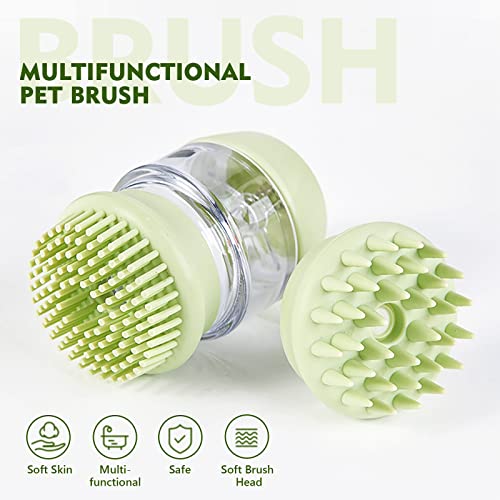 Escova de banho de cachorro gato pincel silicone cão de cachorro helicóptero pincel pincel de massagem pincel de cabelo pincel de pêlo com dispensador de shampoo, cabeça de pincel dupla