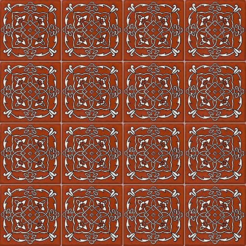 Caixa de 90-4¼ x 4¼ Terra Cotta Oriental - Talavera México Tiles de cerâmica