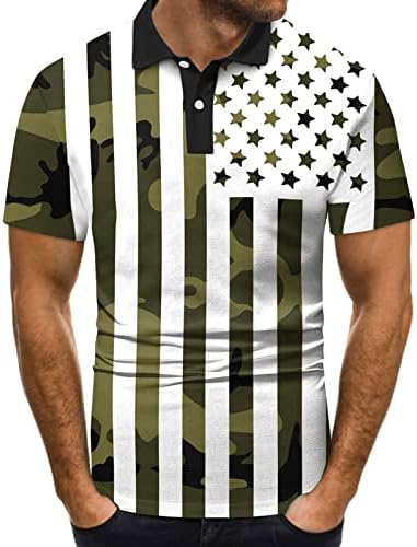 4 de julho Camisas para homens engraçados, camisetas de pólo patrióticas masculinas, camisas de golfe de moda rápida, design de bandeira americana