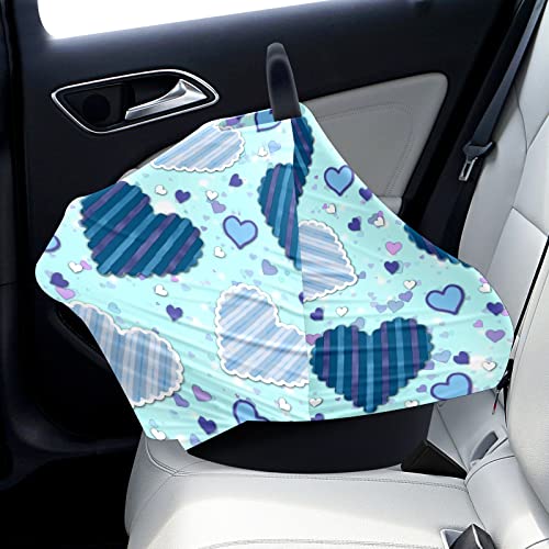 Capas de assento de carro para bebês coração romântico amor listras azuis claros tampa de enfermagem capa de carrinho