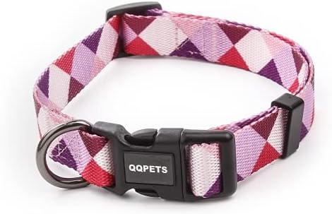 Qqpets colarinho de cachorro pequeno médio grande: nylon ajustável padrão floral fofo para menina/garoto de estimação